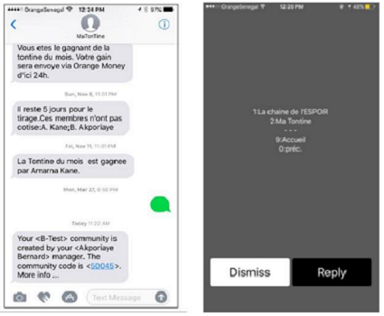 A sample of an SMS screen.