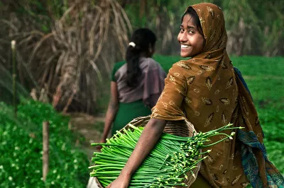 Young woman working in a rural area