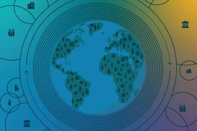 graphic of the world and icons representing resilience
