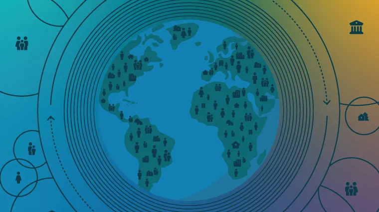 graphic of the world and icons representing resilience