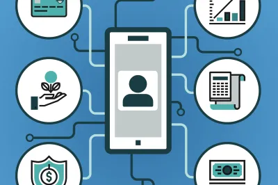 illustration of a mobile phone and related services