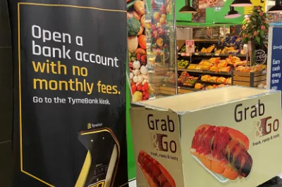 a financial services advertisement in a market