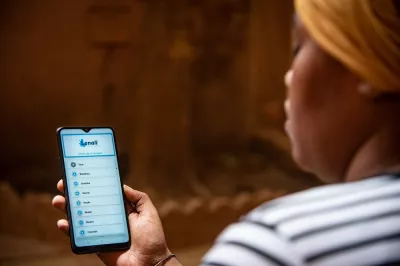 Woman uses platform app on mobile phone